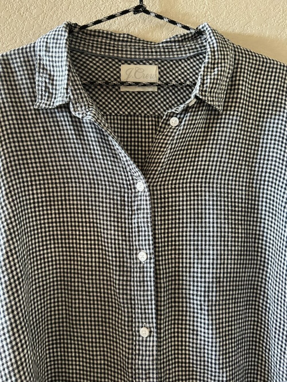 J. Crew Slim-fit Baird McNutt Irish linen shirt black/white checked Size 22/3X - Picture 3 of 10
